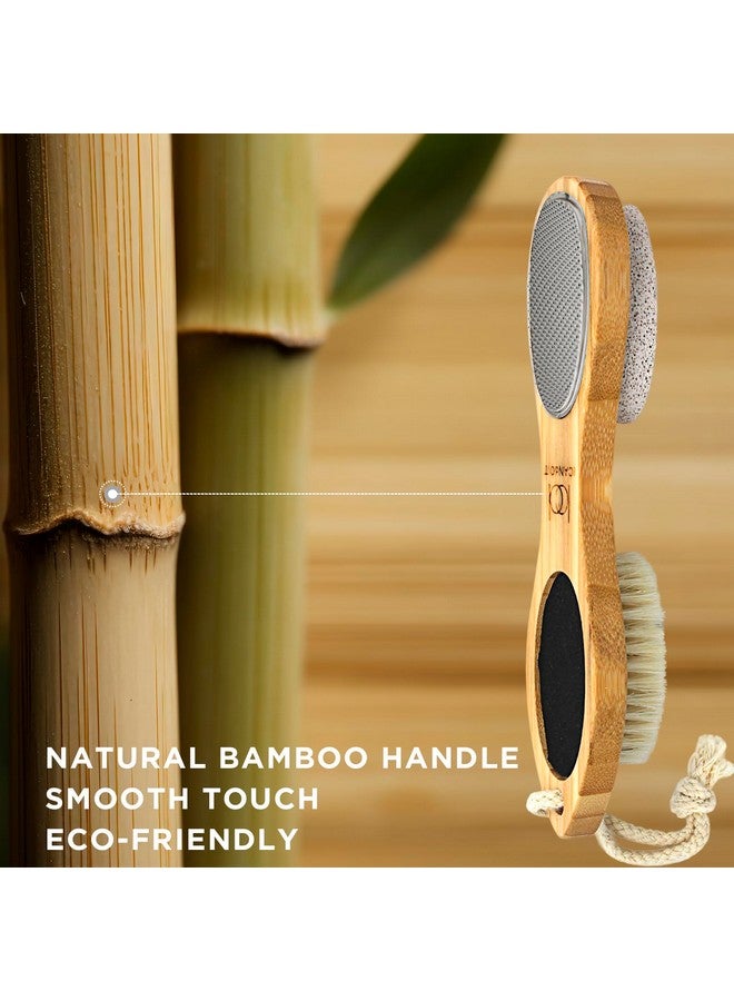 إي سي دي آي كان دويت Icandoit2 حزم من مبرد القدم المصنوع من الخيزران الطبيعي، مزيل مسامير القدم، متعدد الأغراض، طقم باديكير 4 في 1 للأقدام مع فرشاة بشعيرات الخنزير، وورق الخفاف الحجري للقدم - Image 3