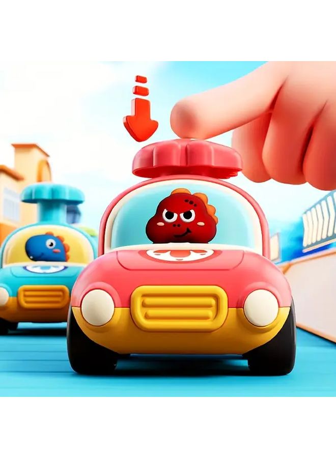 Blue Dinosaur Taxi Toy Car Manual Friction Power Push Pull Gift For Boys Motor Skills - Image 4