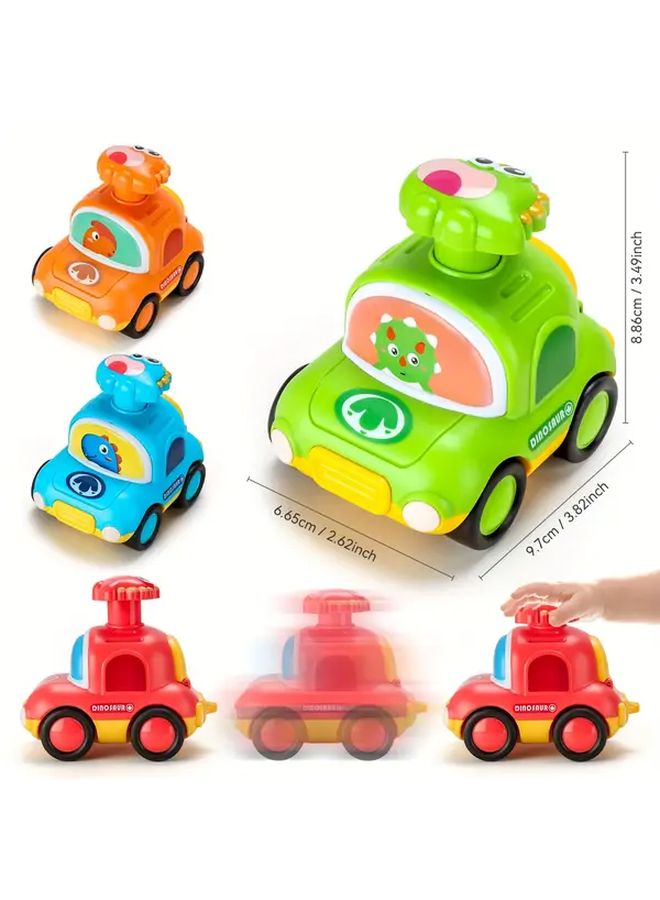 Blue Dinosaur Taxi Toy Car Manual Friction Power Push Pull Gift For Boys Motor Skills - Image 3