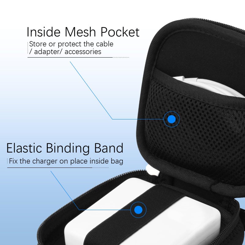 CM Small Travel Carrying Storage Organizer Bag Case Pouch compatible with MagSafe Power Adapter, Laptop Accessories Cables, Cords, USB Drives, Earphones - Image 5