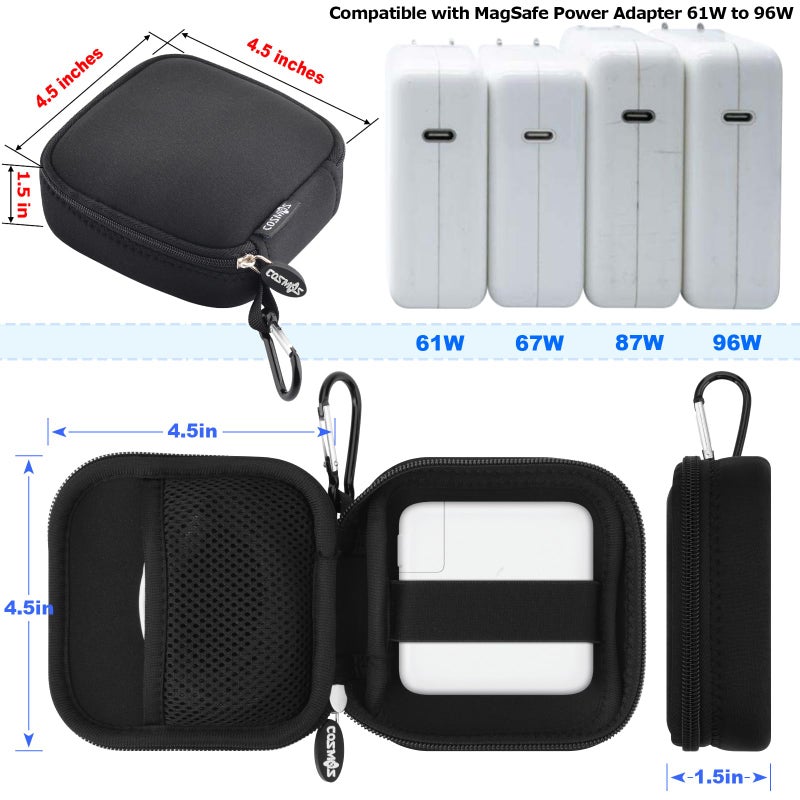 CM Small Travel Carrying Storage Organizer Bag Case Pouch compatible with MagSafe Power Adapter, Laptop Accessories Cables, Cords, USB Drives, Earphones - Image 3