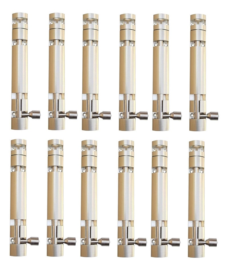 KURIC KURIC Premium Stainless Steel Tower Bolt 6 Inch Tower Bolt for Main Door and Bathroom Kundi Door Latch for Bedroom Chitakni Tower Bolt for Home Offices Doors Windows SS Finish Pack of 12  - Image 1