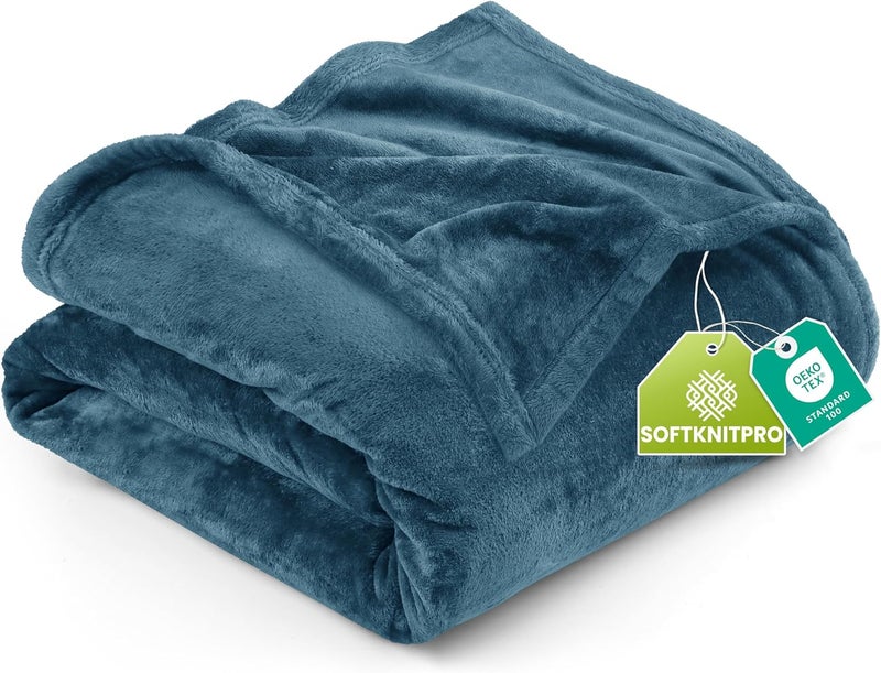 Utopia Bedding Fleece Blanket Queen Size Stone Blue 300GSM Luxury Fuzzy Soft Anti-Static Microfiber Bed Blanket (90x90 Inches) - Image 1
