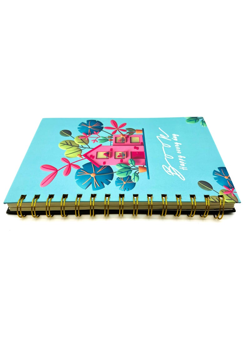 Generic 2-piece set of A5 Coil Notebook 160 Page Horizontal Grid Diary Creative Pattern Notebook Suitable for Student Office Travel Meetings Business Writing  - Image 3
