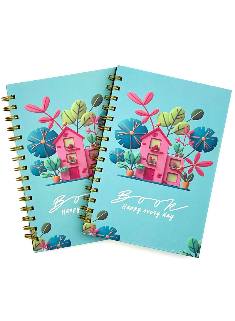 Generic 2-piece set of A5 Coil Notebook 160 Page Horizontal Grid Diary Creative Pattern Notebook Suitable for Student Office Travel Meetings Business Writing  - Image 5