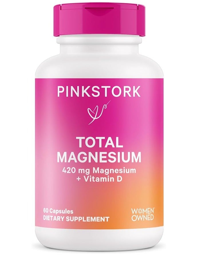 بينك ستروك إجمالي المغنيسيوم 420 ملجم مغنيسيوم + فيتامين د 60 كبسولة