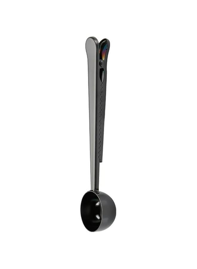 2pcs Coffee Scoop with Clip, Stainless Steel Multi Function Coffee Measuring Spoon，Great Measuring Coffee, Tea，Protein Powder, Instant Drinks More - Perfect Coffee Spoon Bag Clip (Black)  - Image 2
