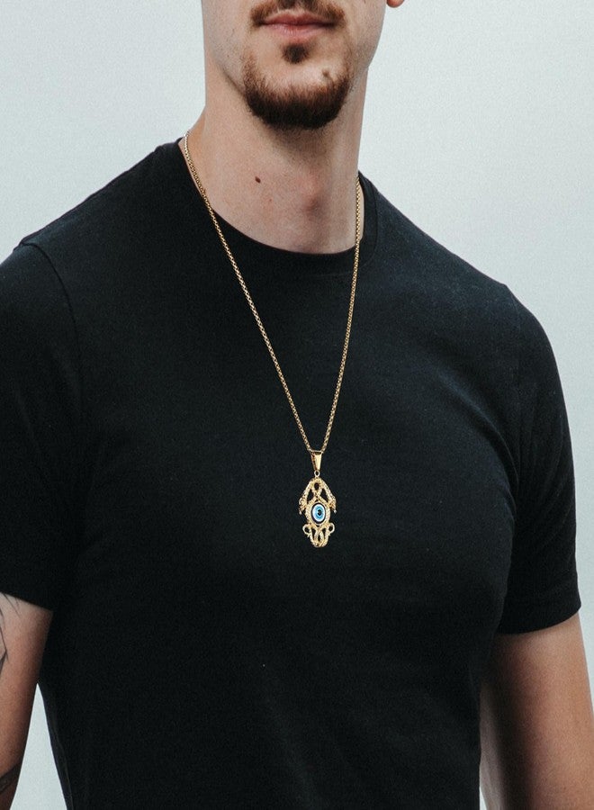 AsAlways 14K Gold Plated Stainless Steel Snake Pendant Necklace Ancient Egyptian Symbol of Protection Evil Eye Necklace Jewelry Gift (Double-headed snake) - Image 3