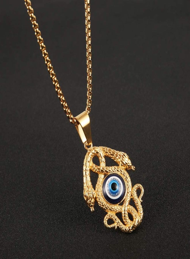 AsAlways 14K Gold Plated Stainless Steel Snake Pendant Necklace Ancient Egyptian Symbol of Protection Evil Eye Necklace Jewelry Gift (Double-headed snake) - Image 4