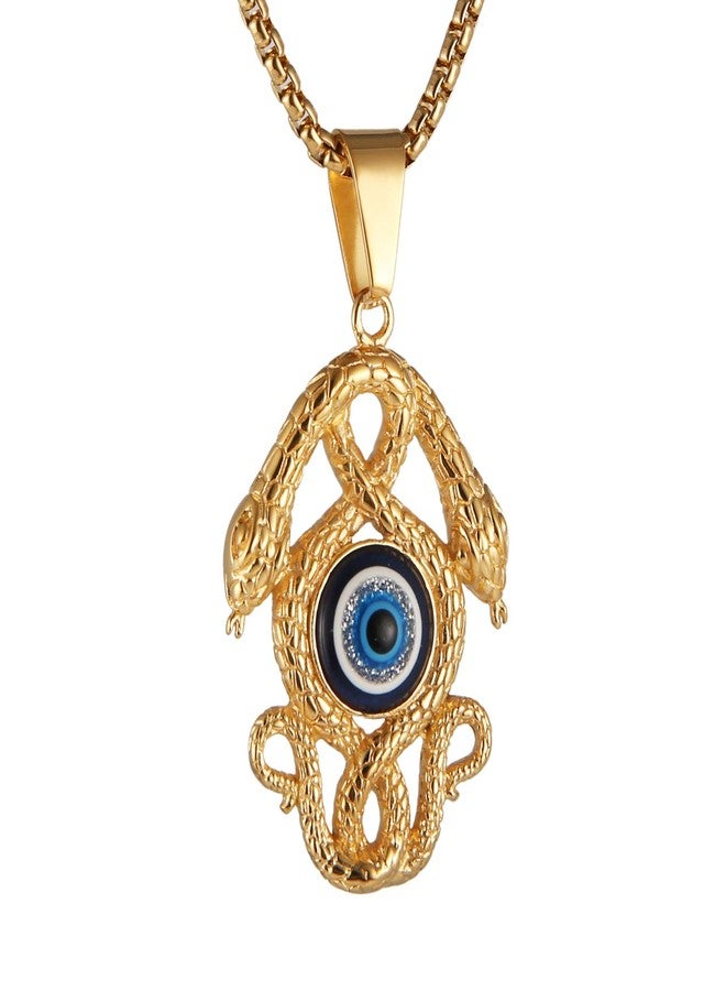 AsAlways 14K Gold Plated Stainless Steel Snake Pendant Necklace Ancient Egyptian Symbol of Protection Evil Eye Necklace Jewelry Gift (Double-headed snake) - Image 1
