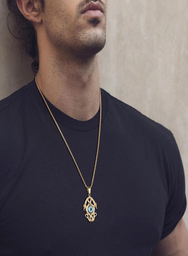 AsAlways 14K Gold Plated Stainless Steel Snake Pendant Necklace Ancient Egyptian Symbol of Protection Evil Eye Necklace Jewelry Gift (Double-headed snake) - Image 2