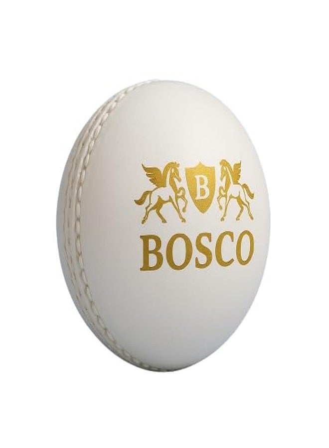 BOSCO Professional Leather Cricket Ball, White, Hand-Stitched, Premium Grade for Test, ODI, T20, Practice Matches - Image 1