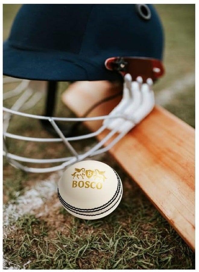 BOSCO Professional Leather Cricket Ball, White, Hand-Stitched, Premium Grade for Test, ODI, T20, Practice Matches - Image 3