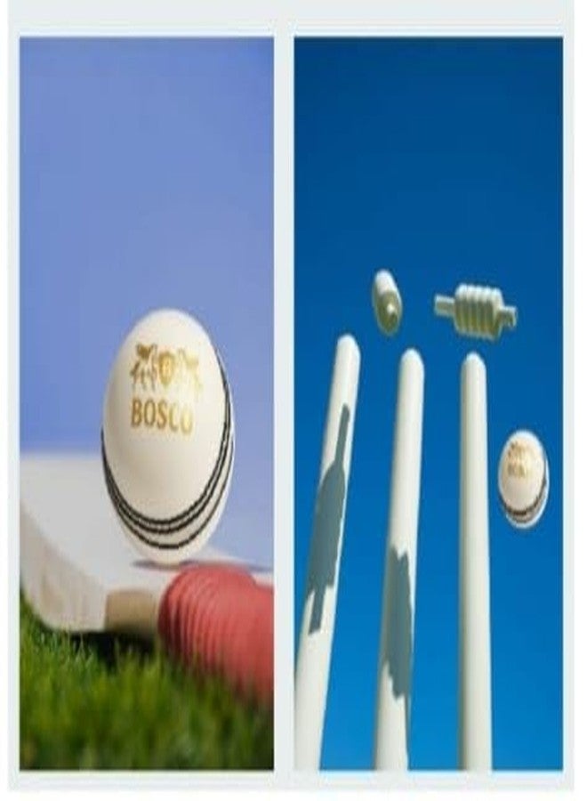 BOSCO Professional Leather Cricket Ball, White, Hand-Stitched, Premium Grade for Test, ODI, T20, Practice Matches - Image 4