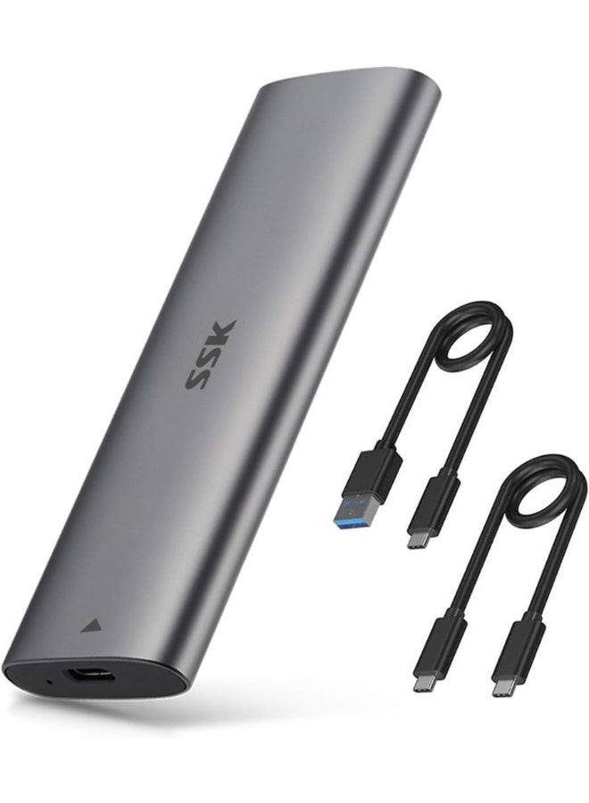 SSK enclosure nvme enclosure Aluminum M.2 to USB NVMe SATA SSD Enclosure Reader, Tool-Free USB 3.2 Gen 2 10Gbps NVMe PCI-E 6Gbps SATA M-Key / B+M Key Solid State Drive External Adapter With UASP Trim, for SSDs 2242 2260 2280 - Image 1