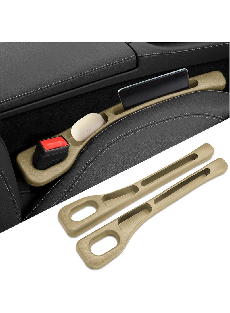 Car seat gap filler, organizer suitable for filling the gap between the seat and center console to prevent items from falling out, seat gap filler with seat belt holes (2-pack), random colors - Image 1