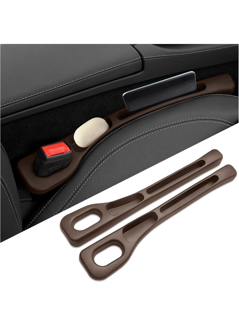 Car seat gap filler, organizer suitable for filling the gap between the seat and center console to prevent items from falling out, seat gap filler with seat belt holes (2-pack), random colors - Image 2