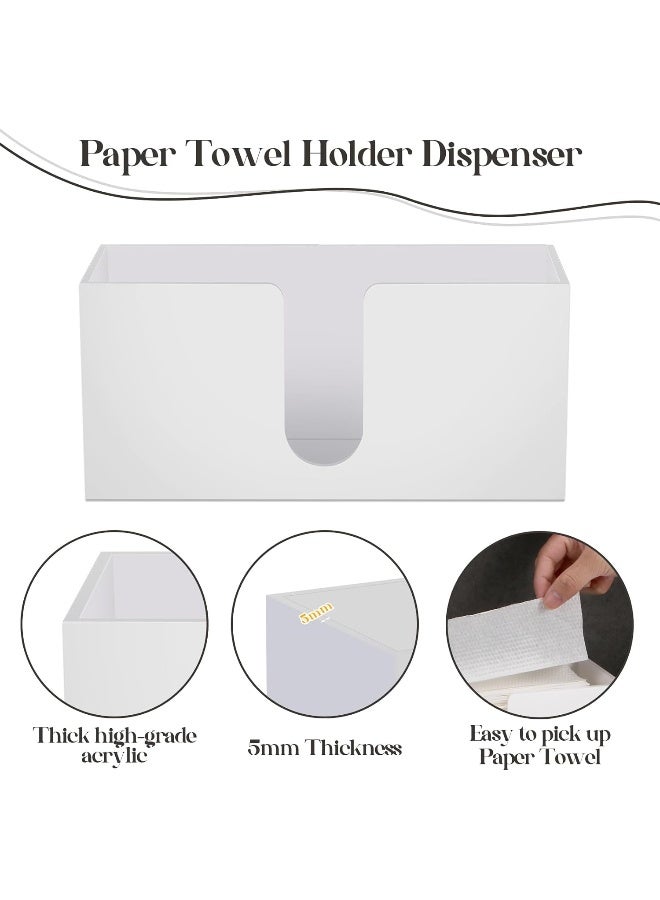 TPGP 2Pcs White Paper Towel Dispenser Countertop Acrylic Paper Towel Holder For Bathroom Folded Paper Towel Dispenser Clear Trifold Paper Napkin Holder For Z-Fold C-Fold Multifold Trifold - Home Kitchen - Image 4