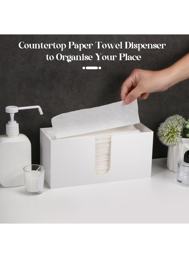 TPGP 2Pcs White Paper Towel Dispenser Countertop Acrylic Paper Towel Holder For Bathroom Folded Paper Towel Dispenser Clear Trifold Paper Napkin Holder For Z-Fold C-Fold Multifold Trifold - Home Kitchen - Image 2