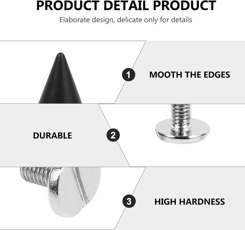 20pcs Black Cone Punk Rivets Screw Leather Craft Findings for DIY Clothing Shoes Bags Accessories - Image 3