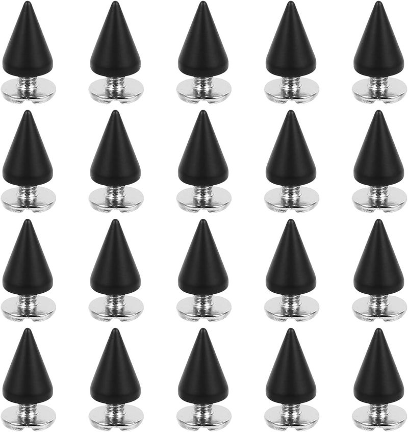 20pcs Black Cone Punk Rivets Screw Leather Craft Findings for DIY Clothing Shoes Bags Accessories - Image 1