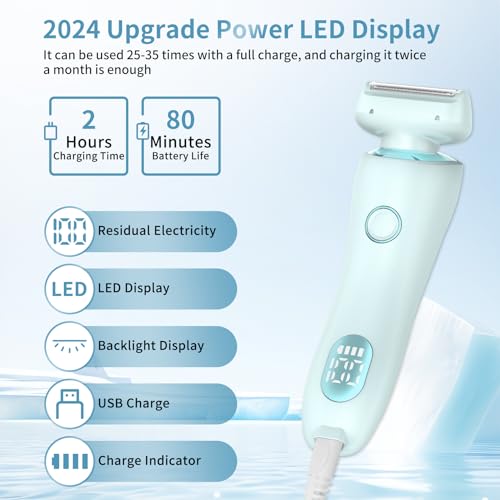 Yolopim 2 in 1 Electric Razors for Women, Electric Shaver for Women, Bikini Trimmer for Women, Silk Glide Pro Shaver, Waterproof Painless Wet & Dry, Removable Head, Womens Electric Razor for Legs, Body - Image 5