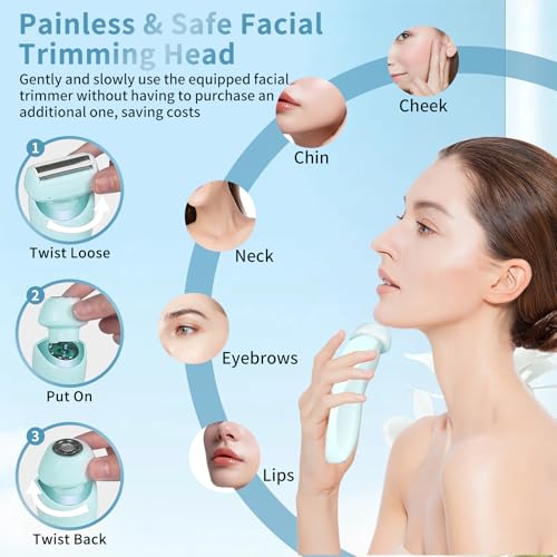 Yolopim 2 in 1 Electric Razors for Women, Electric Shaver for Women, Bikini Trimmer for Women, Silk Glide Pro Shaver, Waterproof Painless Wet & Dry, Removable Head, Womens Electric Razor for Legs, Body - Image 3