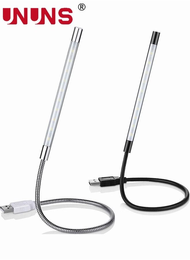 2 Pieces USB LED Light USB Light for Laptop Keyboard Light Gooseneck Light Computer Light Flexible Stick Dimmable LED Lamp Touch Switch for Reading Book