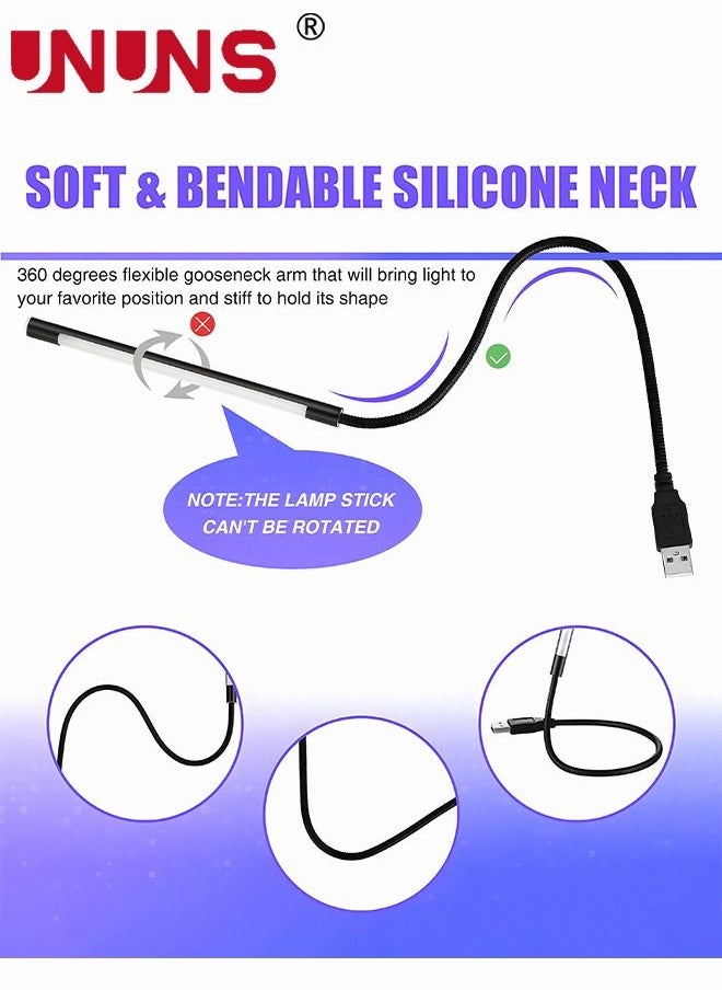 2 Pieces USB LED Light USB Light for Laptop Keyboard Light Gooseneck Light Computer Light Flexible Stick Dimmable LED Lamp Touch Switch for Reading Book