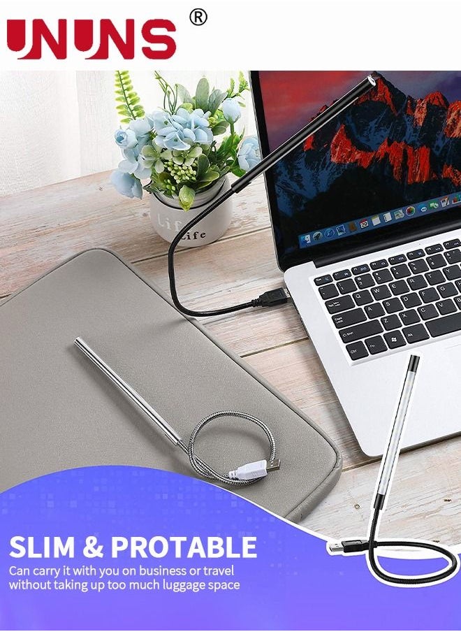 2 Pieces USB LED Light USB Light for Laptop Keyboard Light Gooseneck Light Computer Light Flexible Stick Dimmable LED Lamp Touch Switch for Reading Book