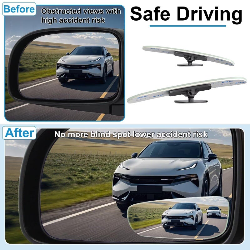 BFXM Blind Spot Mirrors 2 Pack, Frameless Side Mirror Blindspot Convex HD Glass Car Accessories, Side View Mirror Blindspot with Wide Angle Adjustable Stick for Car SUV and Trucks - Image 5