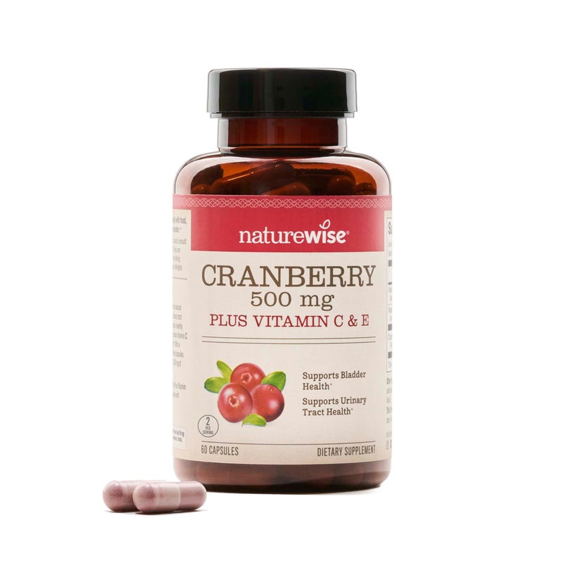 NatureWise NatureWise Cranberry Pills for Women Extract Equal to 12500mg Cranberry Supplement Vitamin C E Cleansing Urinary Tract Bladder Vegan NonGMO SugarFree 60 Capsules1Month Supply