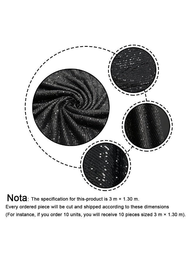 Soft Sequin Tulle Mesh Fabric, Size 3 Meters × 1.30 Meters Width for Dress, Blouse, Handheld Folding Fan, Hair Clip, Craft and Embroidery, Girl Cosplay Party - black - Image 2