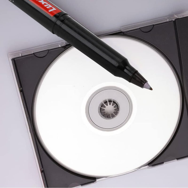 الأقصر قلم تعليمي لأقراص CD/DVD وشرائح OHP بلون أسود كلاسيكي، عبوة تحتوي على 10 أقلام، مثالي للعلامات الواضحة والدائمة على الأقراص والشرائح الشفافة. - Image 3