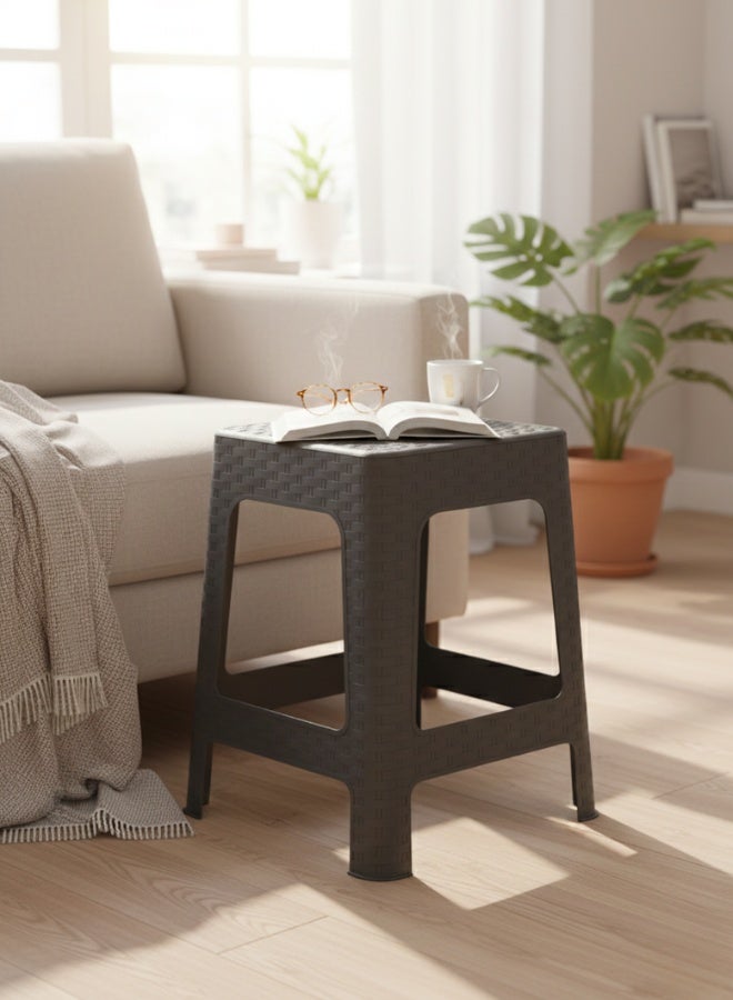 Marcolo كرسي بلاستيكي بتصميم من الخيزران – خفيف الوزن، مقاوم للعوامل الجوية والأشعة فوق البنفسجية (رمادي، 36×36×45 سم) - Image 3