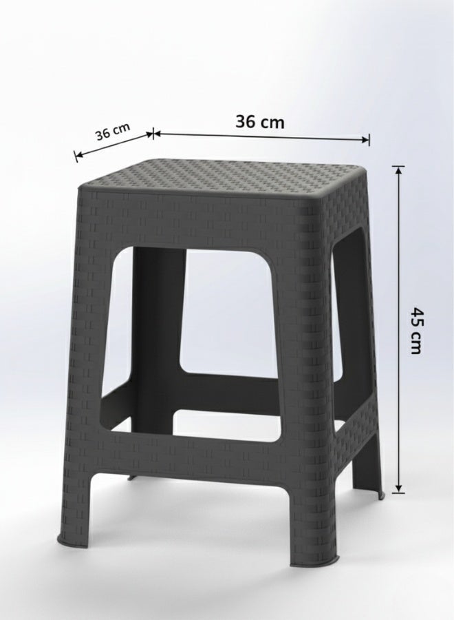 Marcolo كرسي بلاستيكي بتصميم من الخيزران – خفيف الوزن، مقاوم للعوامل الجوية والأشعة فوق البنفسجية (رمادي، 36×36×45 سم) - Image 2