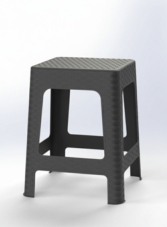 Marcolo كرسي بلاستيكي بتصميم من الخيزران – خفيف الوزن، مقاوم للعوامل الجوية والأشعة فوق البنفسجية (رمادي، 36×36×45 سم) - Image 1