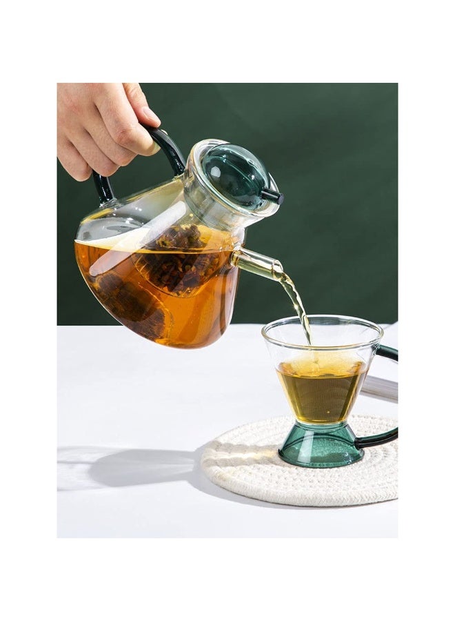 إبريق شاي وقهوة زجاجي مقاوم للحرارة بسعة 500 مل مع فلتر زجاجي شفاف قابل للإزالة وغطاء ملون، مصنوع من زجاج البورسليكات المقاوم للحرارة، مثالي لتحضير الشاي والأعشاب والقهوة، إبريق تقديم أنيق للمنزل والسفر والتخييم، تصميم عصري بمقبض زجاجي آمن وسهل الاستخدام - Image 4