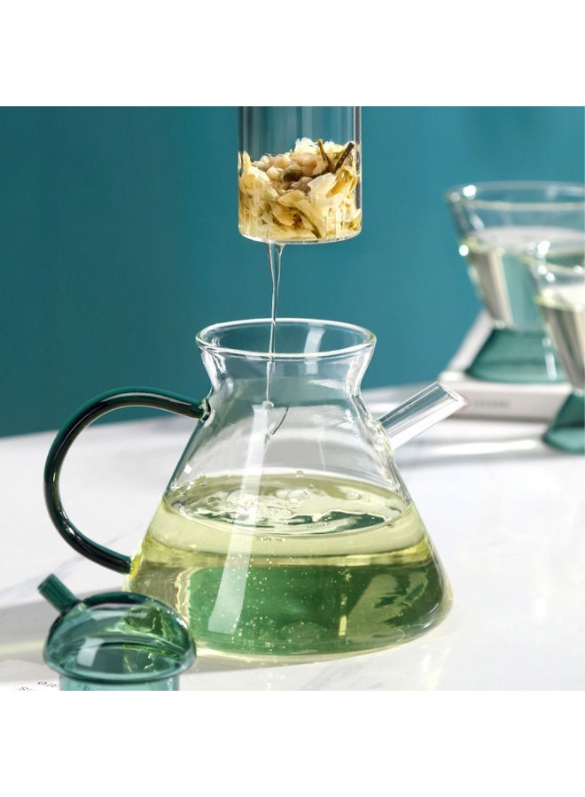 إبريق شاي وقهوة زجاجي مقاوم للحرارة بسعة 500 مل مع فلتر زجاجي شفاف قابل للإزالة وغطاء ملون، مصنوع من زجاج البورسليكات المقاوم للحرارة، مثالي لتحضير الشاي والأعشاب والقهوة، إبريق تقديم أنيق للمنزل والسفر والتخييم، تصميم عصري بمقبض زجاجي آمن وسهل الاستخدام - Image 5