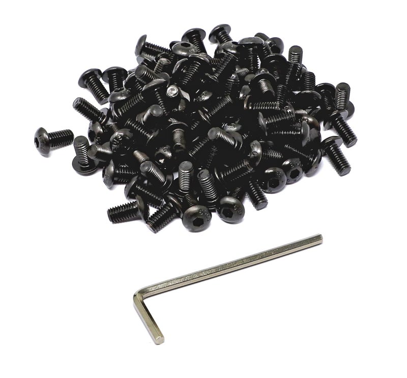 iexcell 100 Pcs M5 x 10mm Thread Pitch 0.8 mm Alloy Steel 10.9 Grade Hex Socket Button Head Cap Screws Bolts Kit, Black Oxide Finish - Image 5