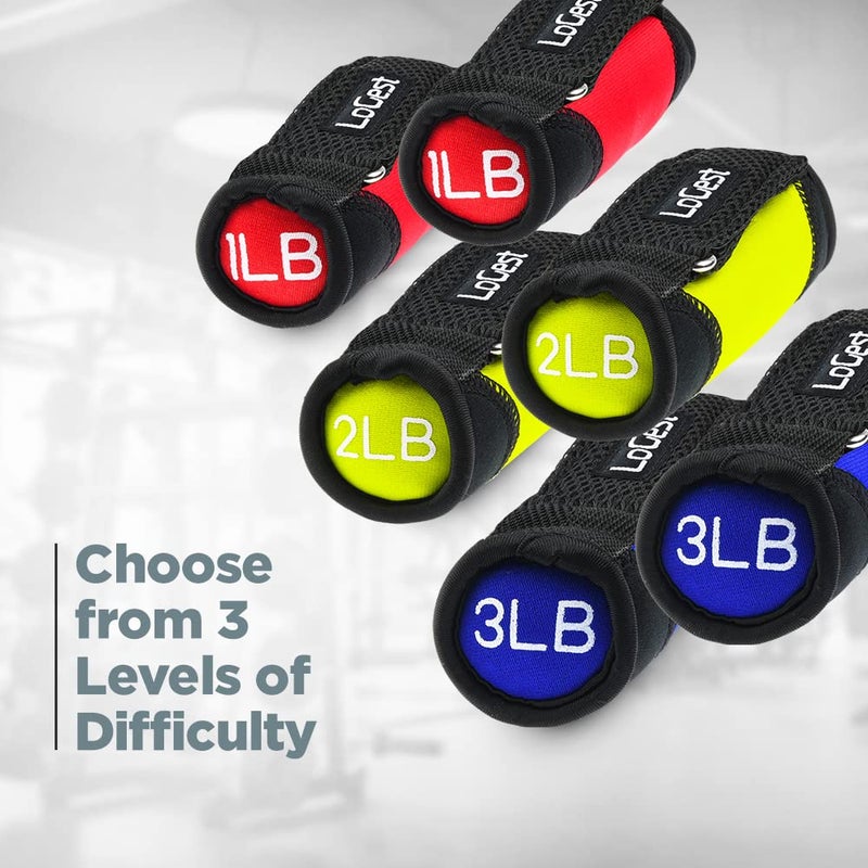 LoGest Soft Hand Weights Adjustable Straps - Comes in 1LB Weights or 2LB or 3LB 4LB - Comfortable & Secure Weighted Neoprene Dumbbells with Straps for Walking Running Cardio Workout Physical Therapy - Image 5