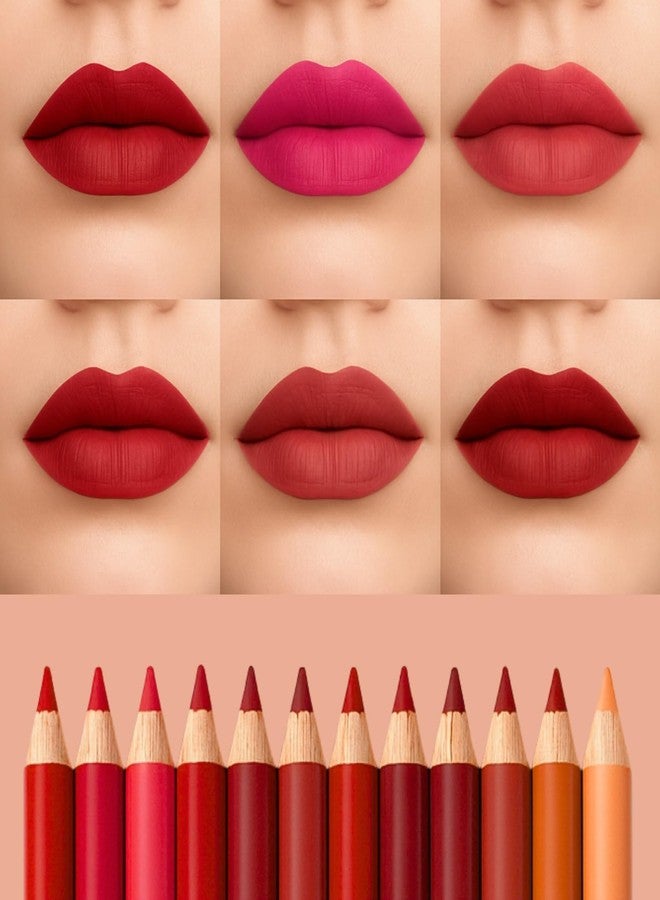 HUDACRUSH Super Matte Lipliner Set Of 12 - Pencil Waterproof, Nude, Professional Multicolored Long-Lasting for Women and Girls - Image 4