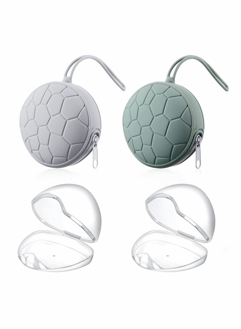 4-Pack Pacifier Holder Case with Silicone Covers & Clear Storage Box, Easy to Clean Pouch for Baby Pacifiers - Image 1