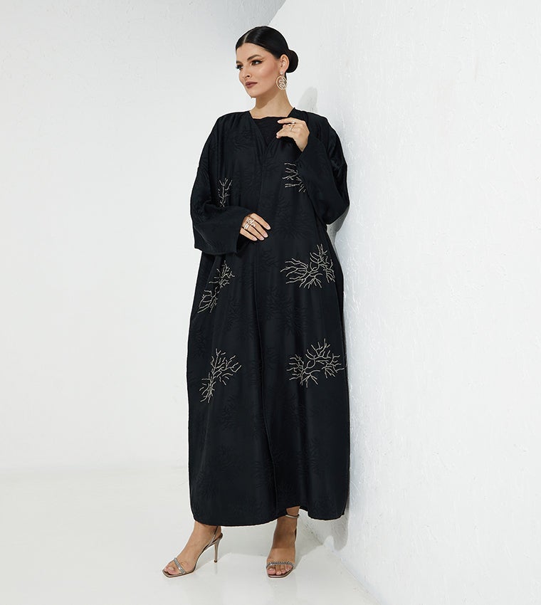 Moistreet Embroidered Flared Sleeve Abaya - Image 5