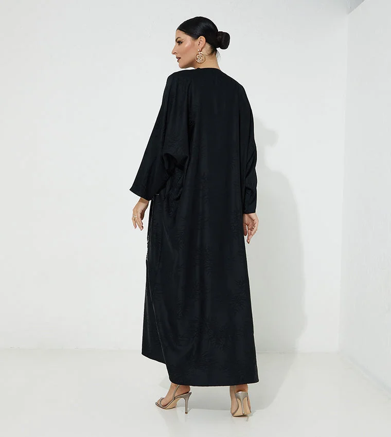 Moistreet  Embroidered Flared Sleeve Abaya for Women | Best Price UAE