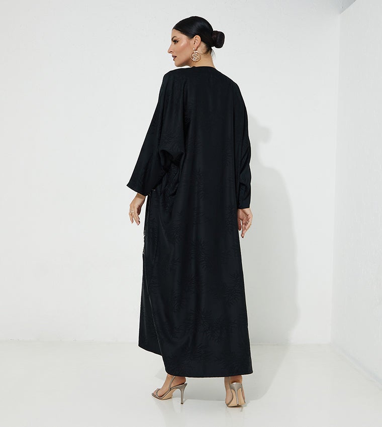 Moistreet Embroidered Flared Sleeve Abaya - Image 3