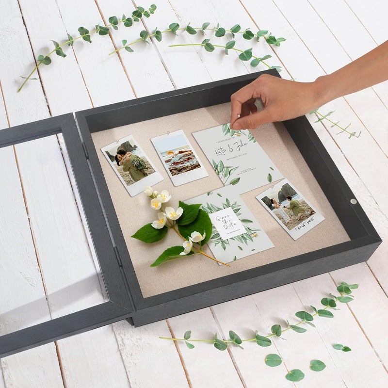 Americanflat Front Opening 11x11 Shadow Box Frame with Shatter-Resistant Glass - Silhouette Collection - Shadow Box Display Case for Tabletop and Wall Display - Black - Image 5