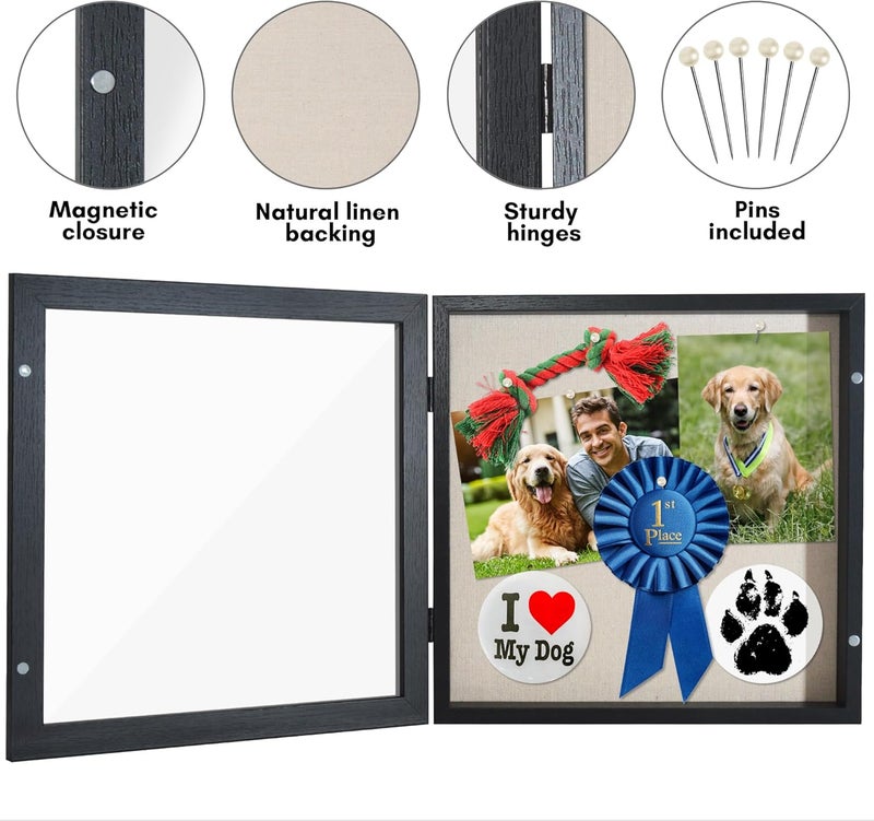Americanflat Front Opening 11x11 Shadow Box Frame with Shatter-Resistant Glass - Silhouette Collection - Shadow Box Display Case for Tabletop and Wall Display - Black - Image 4