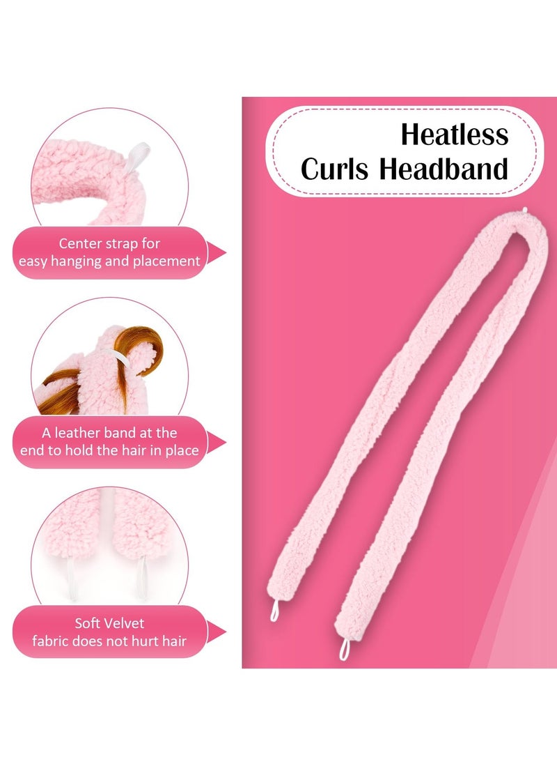 Heatless Small Curling Rod Headband, 2 Pcs No Heat, Thin Headband for Long and Short Hair, Sleep-In Overnight Curls, Lazy Curlers for Small Waves, Pink and Black - Image 2
