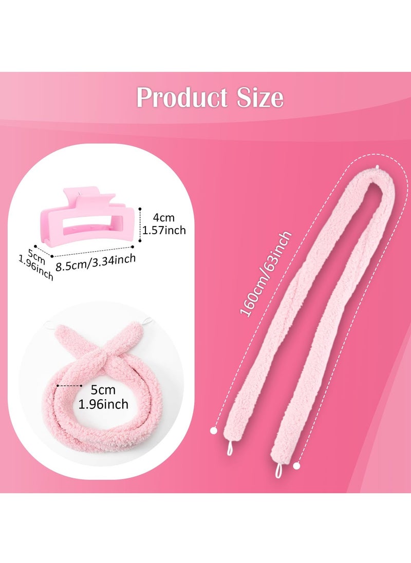 Heatless Small Curling Rod Headband, 2 Pcs No Heat, Thin Headband for Long and Short Hair, Sleep-In Overnight Curls, Lazy Curlers for Small Waves, Pink and Black - Image 5